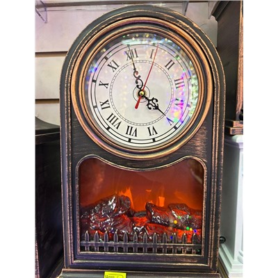 Светодиодный новогодний камин "Старинные часы", 40*25см